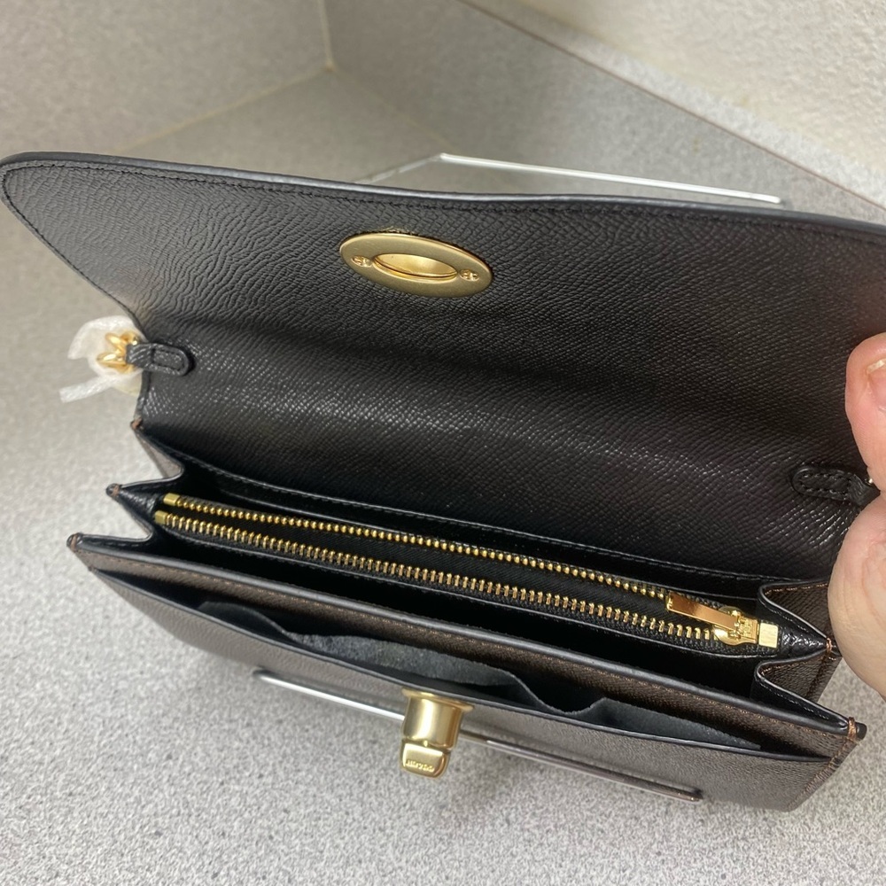 Coach Crossbody Bronze Wallet with Detachable Long Chain Strap NWT - Picture 11 of 14
